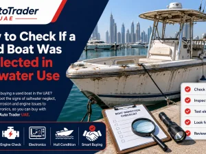 Inspecting a used saltwater boat for corrosion and neglect in the UAE