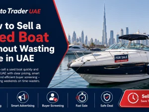 Used boat for sale at marina in UAE prepared for quick sale