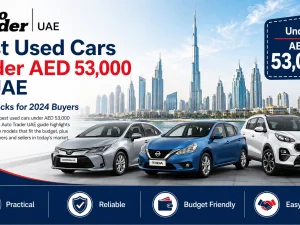 Line-up of affordable used cars parked in the UAE under 53,000 AED budget