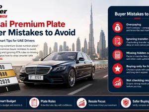 Premium Dubai car number plate on a luxury vehicle in the UAE