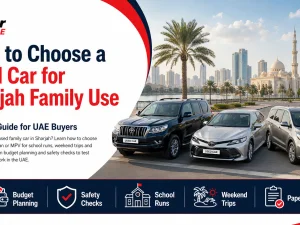 Used family SUV parked in a residential area in Sharjah, UAE