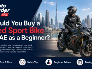 Beginner rider looking at a used sport bike for sale in UAE