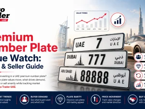 Premium UAE number plate mounted on a luxury SUV in Dubai