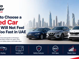 Used car parked in UAE city looking modern and well-maintained