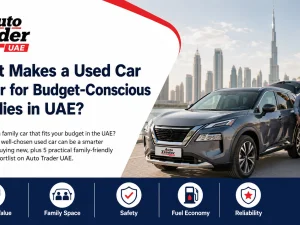 Budget-conscious UAE family choosing a used car at a dealership