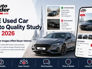 Used cars photographed in bright daylight at a UAE dealership
