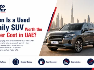 Used family SUV parked in UAE residential area