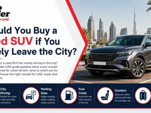 Used compact SUV parked in a UAE city street