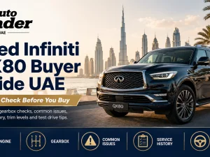 Used Infiniti QX80 luxury SUV parked in Dubai, UAE