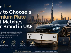 Premium number plate on a luxury car in the UAE
