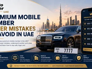 Premium mobile number concept alongside a luxury SUV in the UAE