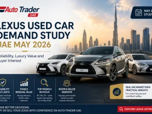 Used Lexus RX and ES parked in Dubai, illustrating demand for reliable luxury cars in the UAE