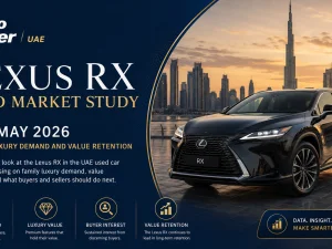 Lexus RX used family SUV parked in UAE urban setting