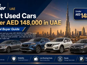 Used cars under AED 148,000 in UAE parked in a dealership lot