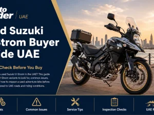 Used Suzuki V-Strom adventure motorcycle parked in the UAE