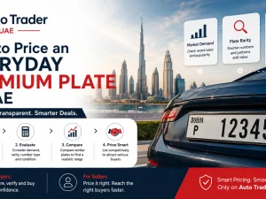 Premium UAE number plate on a modern car
