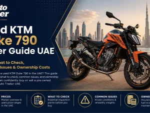 Used KTM Duke 790 motorcycle parked in UAE city street
