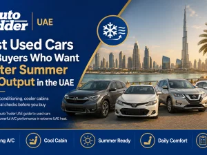 Used SUV in the UAE with strong air-conditioning parked under the summer sun
