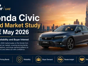 Honda Civic used cars parked in Dubai showing different model years in the UAE market