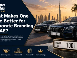Corporate car with personalised number plate in the UAE used for branding